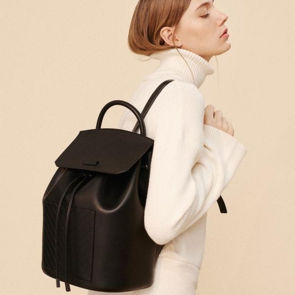 JW Drawstring Backpack Black Vegan Leather